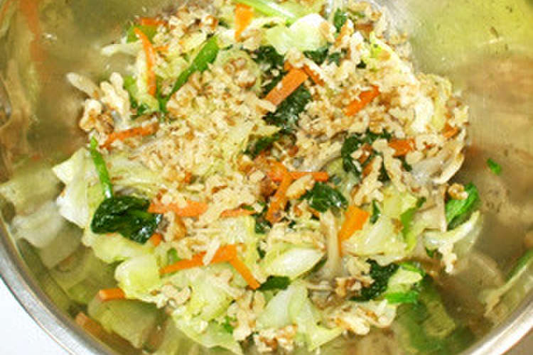 和風温野菜サラダ キャベツ 小松菜 人参 レシピ 作り方 By 漢方薬のタカキ大林店 クックパッド