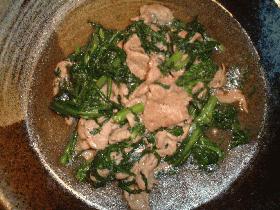 豚肉と春菊のオイスター炒め