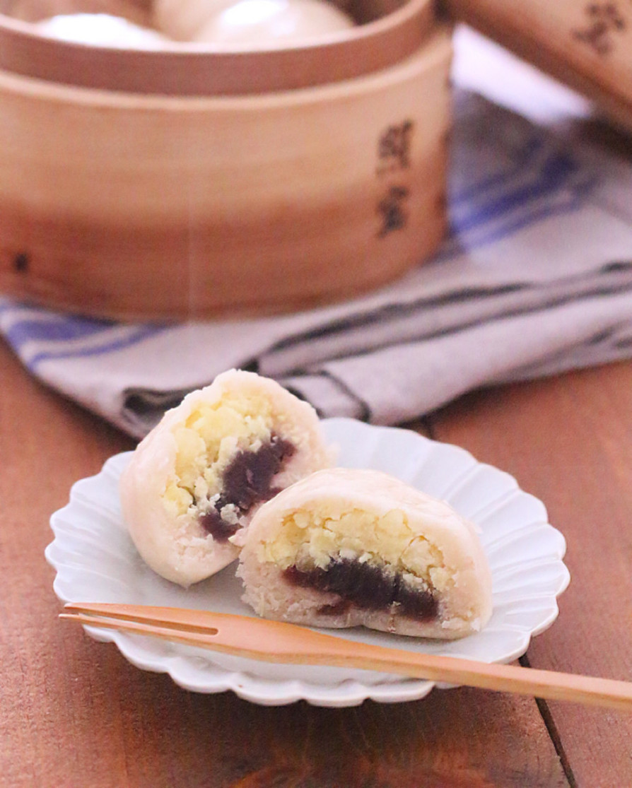 米粉でさつまいもと餡子のお饅頭の画像