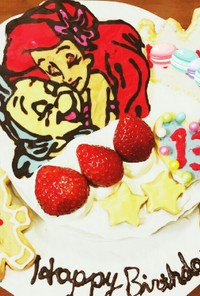 アリエルのデコチョコ誕生日ケーキ　13歳