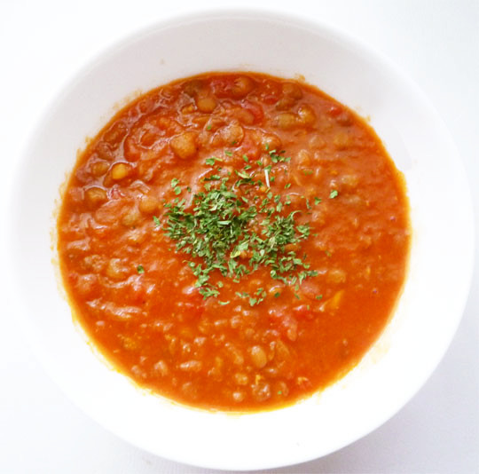 トマト缶で作るレンズ豆スープの画像