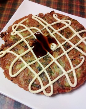 ワサビ菜でお好み焼き