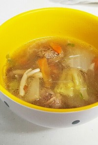 【ﾎﾞｯﾁ飯】野菜と肉団子のスープ