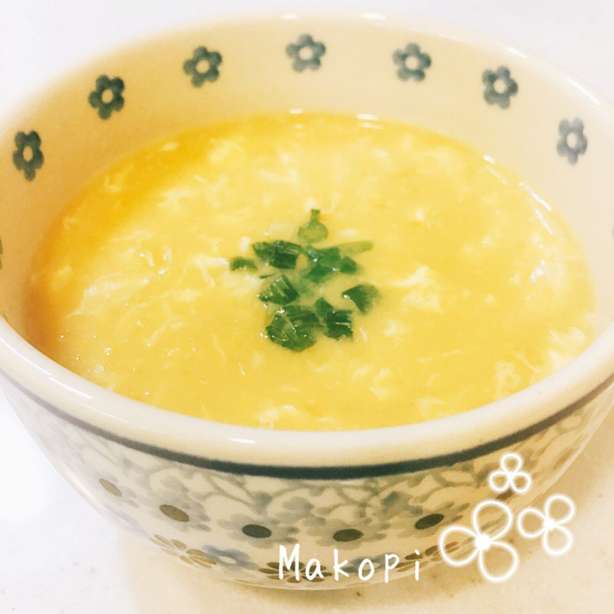 簡単♡コーンクリーム缶と卵で中華風スープの画像
