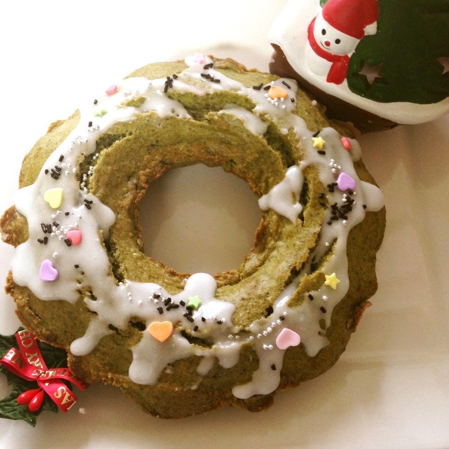 抹茶のクリスマスリース☆パウンドケーキの画像