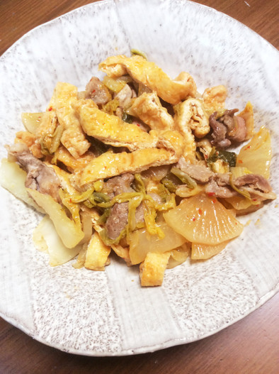 豚肉と白菜と大根と薄上げのピリ辛煮の写真