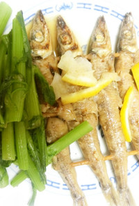 焼きキス（魚）と菊菜のパッと煮　