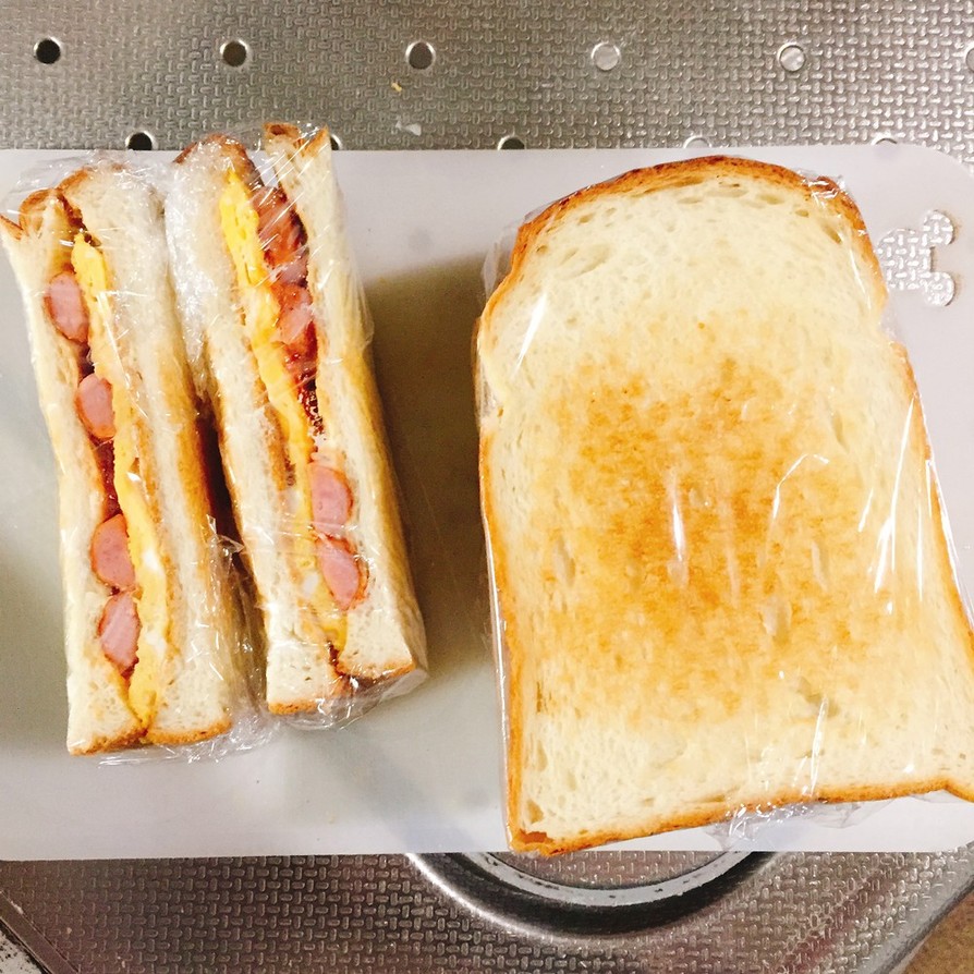 簡単・6枚切り食パン朝サンドイッチの画像