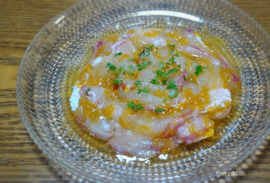 真鯛のカルパッチョ☆温州みかんソースの画像