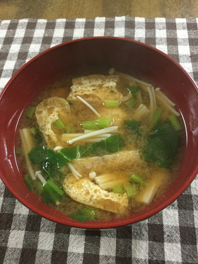 菜っ葉とえのきのお味噌汁♡