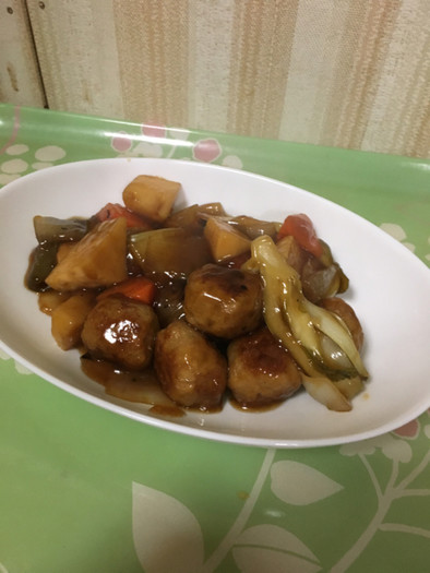 【おかず】肉団子と野菜の甘酢炒め！の写真