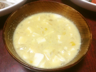豆腐のコーンクリームスープの写真
