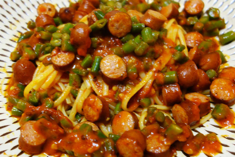 ソーセージとインゲン豆のトマトパスタ レシピ 作り方 By 犬魚2 クックパッド 簡単おいしいみんなのレシピが350万品