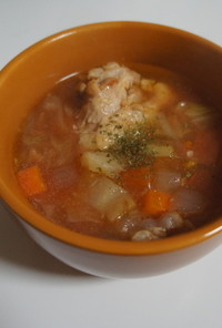 塩麹で鶏手羽元やわらか野菜スープ