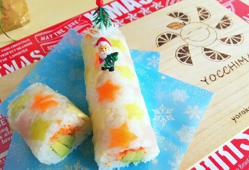 クリスマスロール♪クリスマス巻き寿司の画像