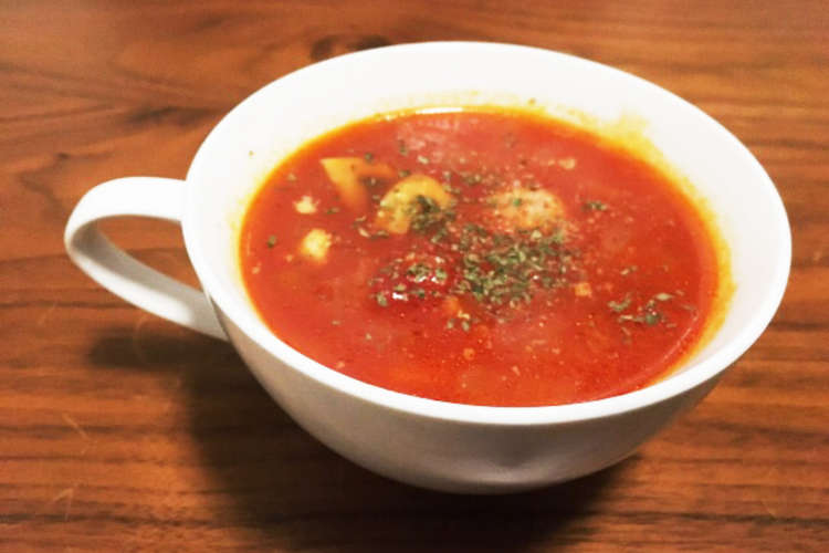 マカロニ入り食べるトマトスープ レシピ 作り方 By オレンジらっこ クックパッド
