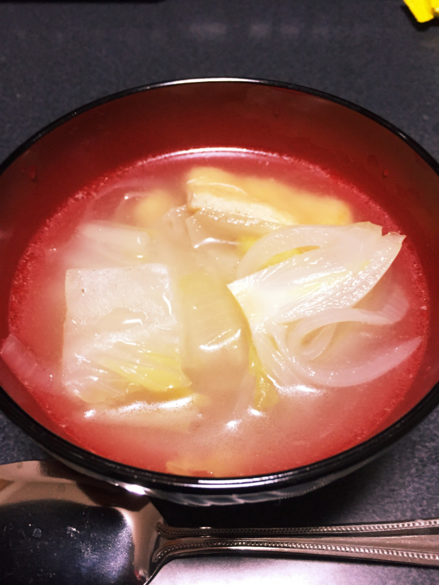 白菜と油揚げの中華風スープの画像