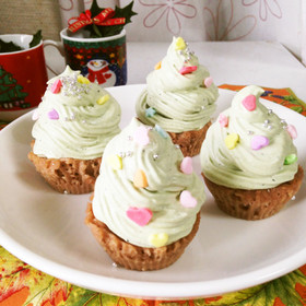 クリスマス☆レンジで抹茶のカップケーキ