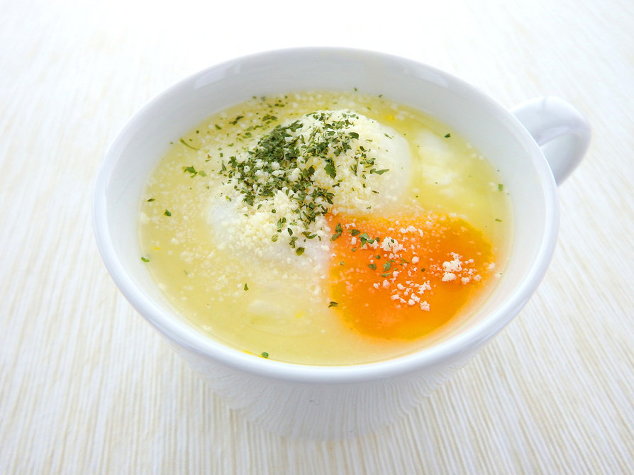 玄米スープ温玉のせスープリゾットの画像