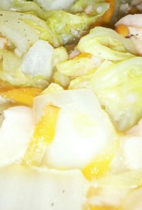白菜と魚ニソとレンズ豆のスープ