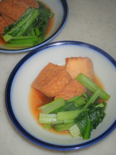 小松菜と厚揚げのあごだし煮物の写真