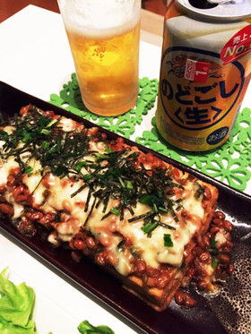 レンジで!厚揚げの納豆チーズ♡