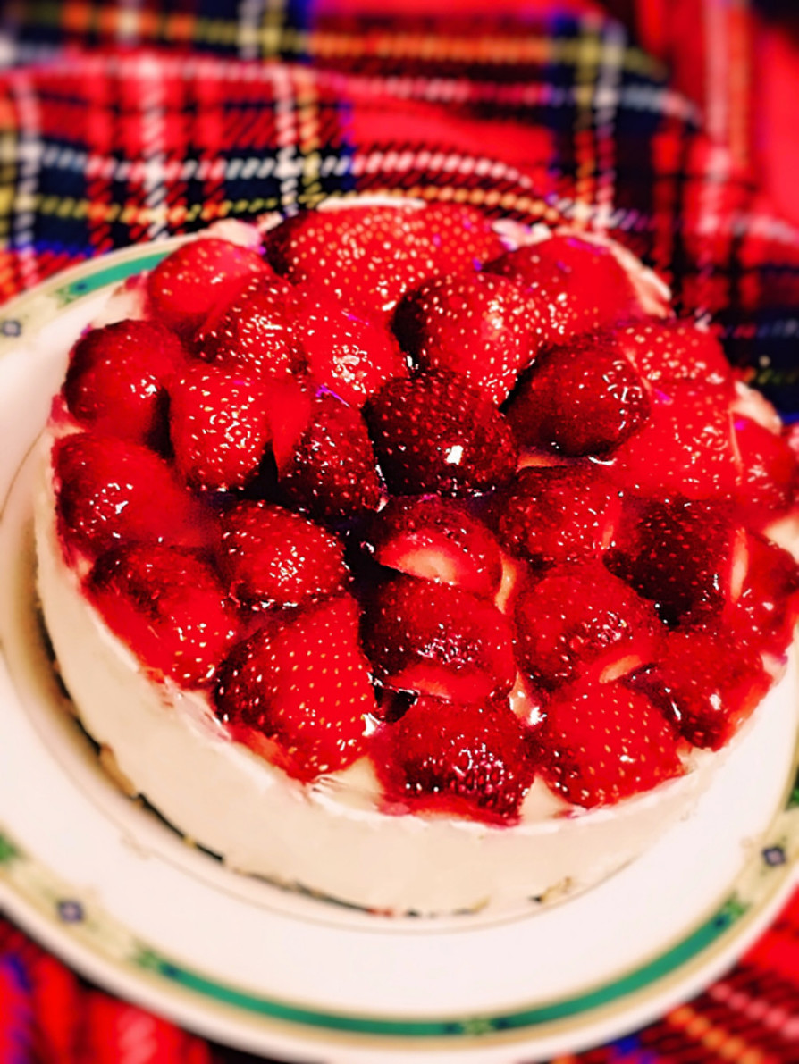 糖質制限◆きらきら苺レアチーズケーキの画像