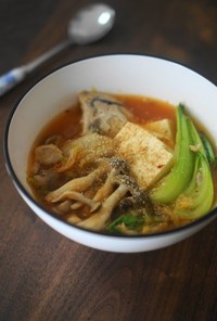 鯖とキムチのチゲ風スープ