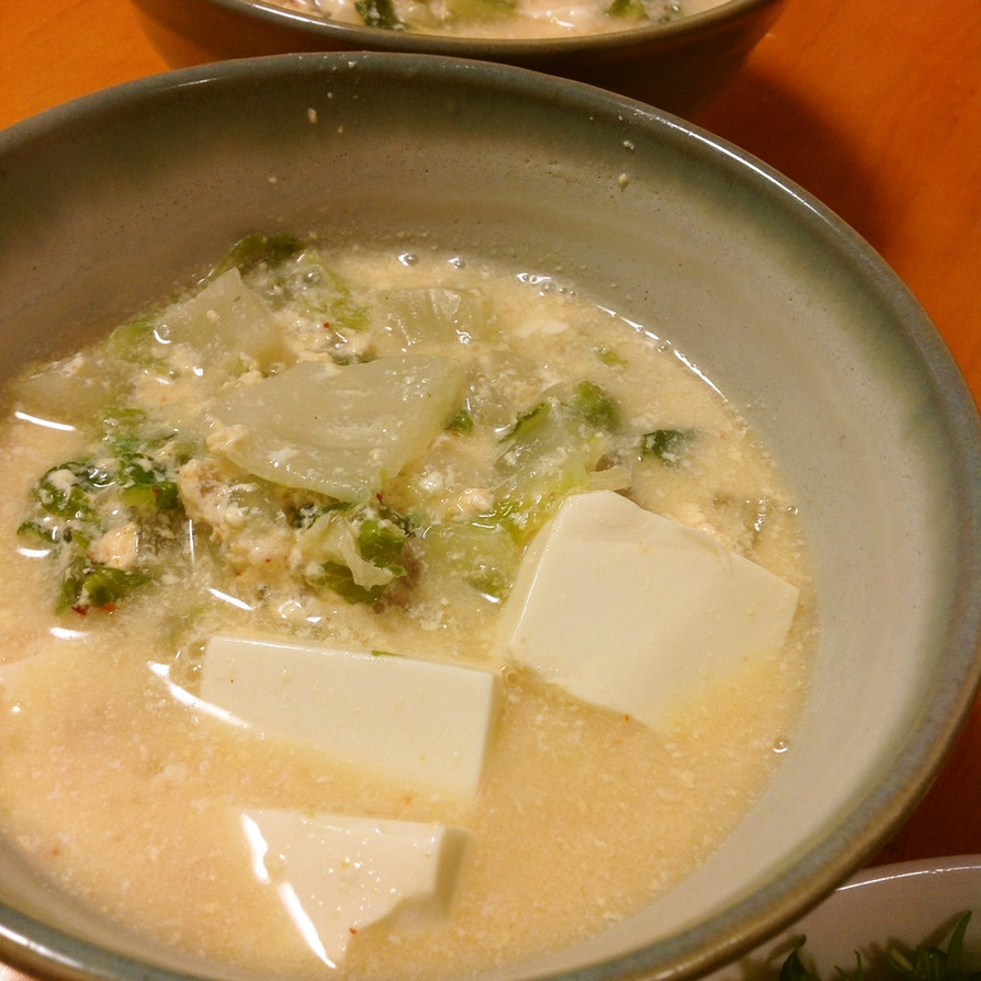 温まる♨︎白菜と豆腐の豆乳味噌スープの画像