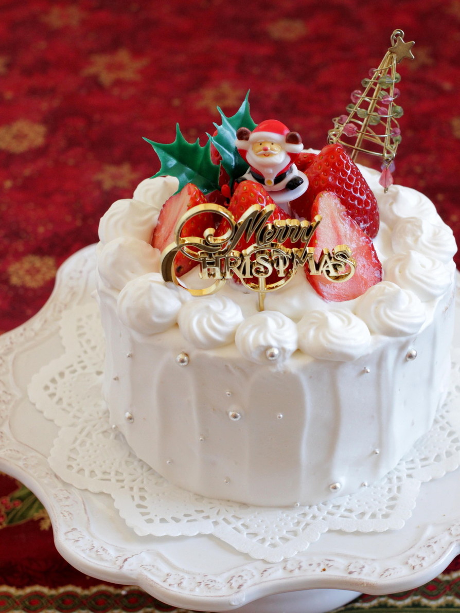 *クリスマス☆苺のデコレーションケーキ♪の画像