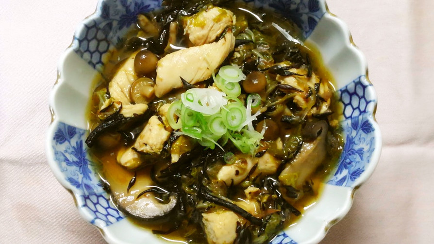 和食！ひじきと青菜 きのこ鶏ささみの煮物の画像