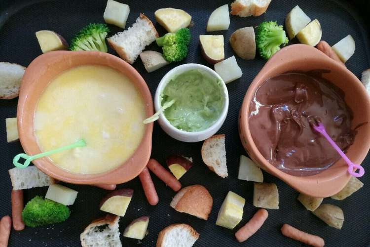 チーズ チョコ 抹茶のフォンデュ レシピ 作り方 By サランラップとクレ クックパッド