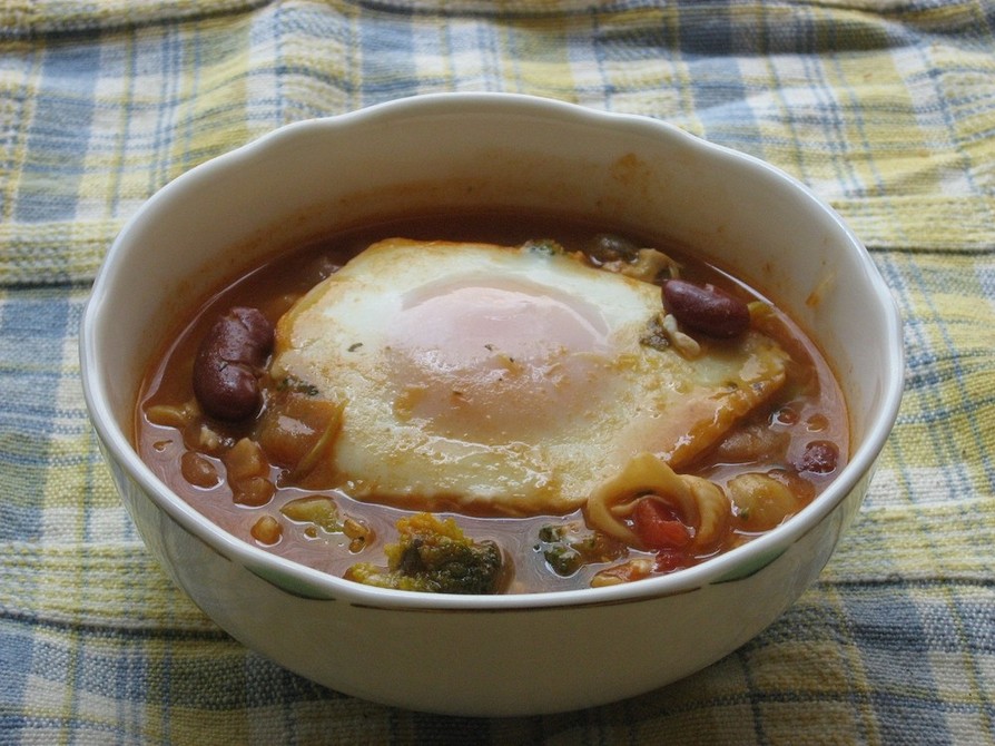ミネストローネの夕焼けスープの画像