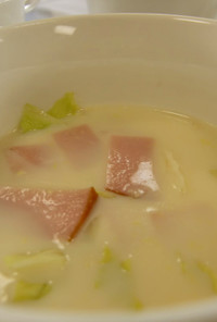 レタスとハムの冷製豆乳スープ
