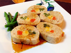 レンジで簡単♪鶏肉のつくね風ミートローフ