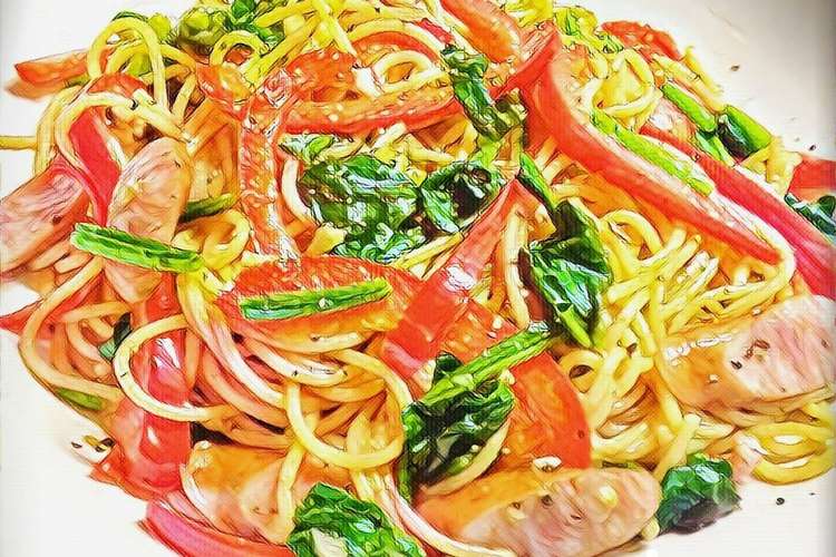 パプリカとほうれん草のバジル風味パスタ レシピ 作り方 By シャア専用料理長 クックパッド