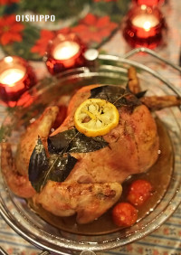 クリスマス丸鶏ローストチキンローリエデコ