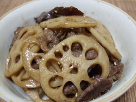 牛肉とレンコンの甘辛炒め煮