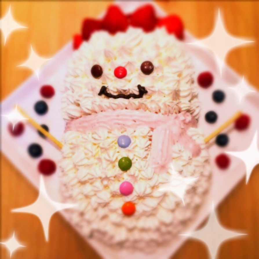 クリスマスケーキドームケーキ雪だるまの画像