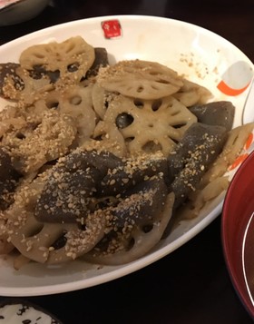 粉末そばつゆ◎蓮根とこんにゃくの炒め煮