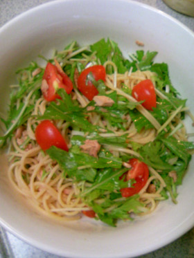 あえるだけ☆簡単☆みず菜のパスタサラダ
