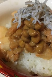 納豆とキムチのご飯
