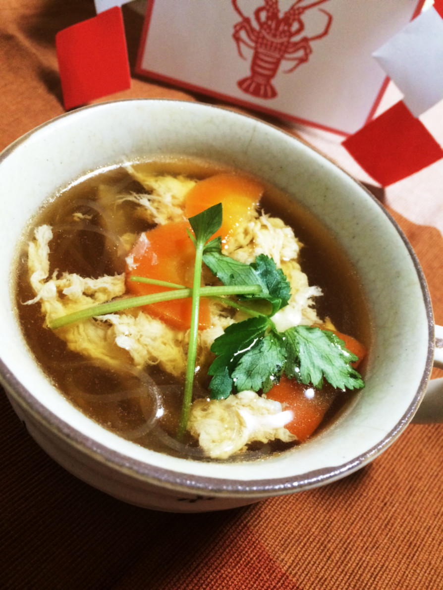 残った関東風お雑煮でリメイク中華スープ♪の画像