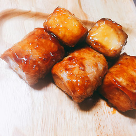 簡単 節約 厚揚げの豚バラ巻き♡