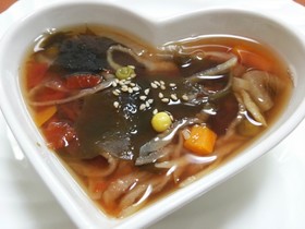 ダシダ☆トマト&切干大根入りわかめスープ