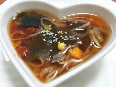 ダシダ☆トマト＆切干大根入りわかめスープの写真