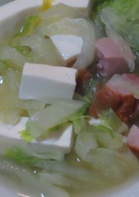 ベーコン豆腐白菜のコンソメスープ
