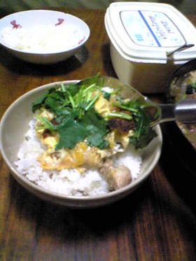 楽~な親子丼、カリカリ皮添え