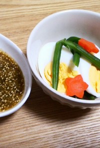 ゆで卵といんげんの中華風サラダ