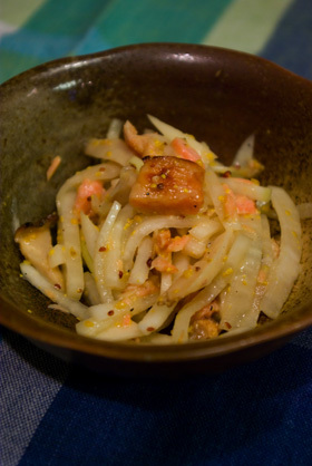 鮭＆きのこの焼きサラダ〜マスタード風味の画像